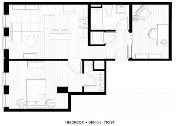 O2 1 Bedroom 1 Bathroom with Den S