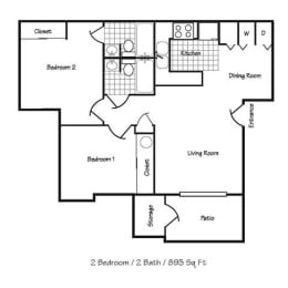  Floor Plan 2x2 893 SF