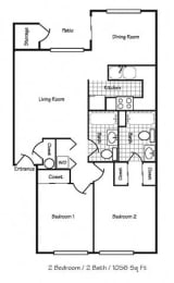  Floor Plan 2x2 1056 SF