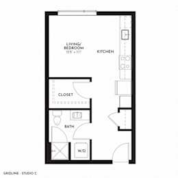 Gridline Apartments Studio Floor Plan