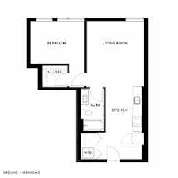 Gridline Apartments in Seattle, Washington 1x1 S Floor Plan