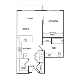 1x1 C Floor Plan at Koi Apartments, Seattle