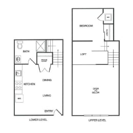1x1 Live Work B Floor Plan at Koi Apartments, Washington