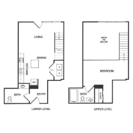 1x1 Live Work C Floor Plan at Koi Apartments, Seattle, 98107