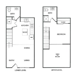 1x1.5 Live Work D Floor Plan at Koi Apartments, Seattle