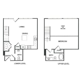 1x1.5 Live Work F Floor Plan at Koi Apartments, Washington