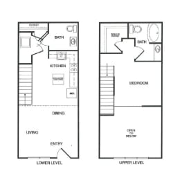1x1.5 Live Work H Floor Plan at Koi Apartments, Seattle, Washington