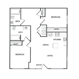 2x2 F Floor Plan at Koi Apartments, Seattle, Washington