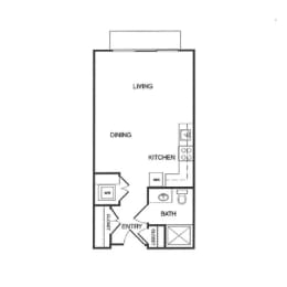 Studio F Floor Plan at Koi Apartments, Seattle, 98107