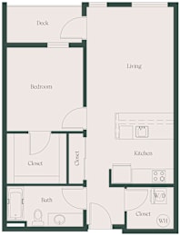 1Bed1Bath_J  at Cru at Willows Apartments, Redmond, Washington, 98052