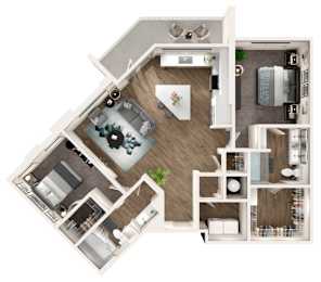 Skye Suwanee Town Center Apartments in Suwanee, Georgia Two Bedroom Floor Plan