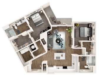 Skye Suwanee Town Center Apartments in Suwanee, Georgia Two Bedroom Floor Plan