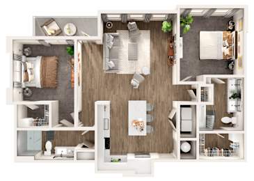 Skye Suwanee Town Center Apartments in Suwanee, Georgia Two Bedroom Floor Plan