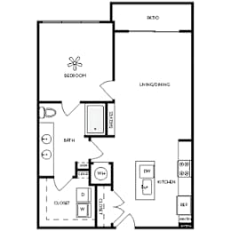 Axis Midtown Apartments in Atlanta, Georgia One Bedroom Floor Plan