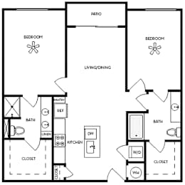 Axis Midtown Apartments in Atlanta, Georgia Two Bedroom Floor Plan