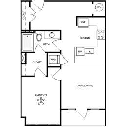 Axis Midtown Apartments in Atlanta, Georgia One Bedroom Floor Plan