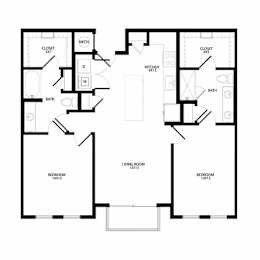 A black and white image of a floor plan for a house.