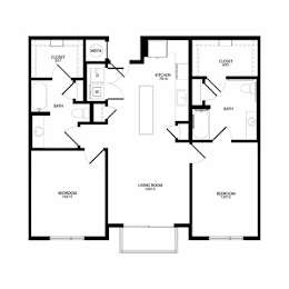 A black and white image of a house floor plan with labeled rooms.