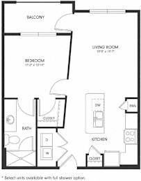 One-Bedroom Floor Plan A1 | Axis Hamilton Apartments