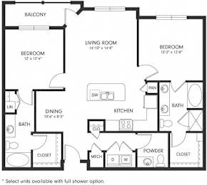 Two-Bedroom Floor Plan B4 | Axis Hamilton partments