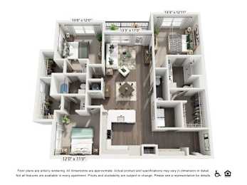 A floor plan of an apartment with various rooms and dimensions.