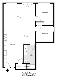 a floor plan of a house with a bedroom and a living room