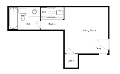 Studio E1 Floor Plan at Palencia Apartments, Dallas, Texas