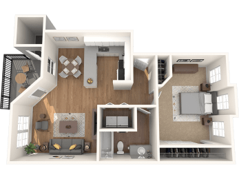 Outlook16 One Bedroom One Bathroom Floor Plan