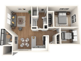 Outlook16 Two Bedroom One Bathroom Floor Plan