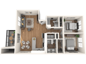 Outlook16 Two Bedroom Two Bathroom Floor Plan