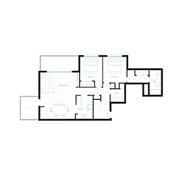 Floor Plan  A floor plan of a house with a garage and a separate studio.