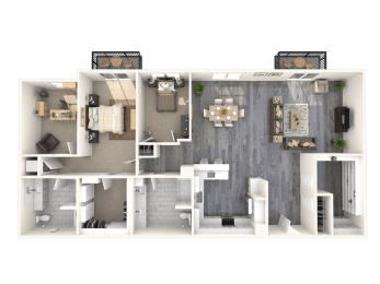 The Mercer Apartments Le Belvédère Penthouse Two Bedroom Two Bathroom Floor Plan