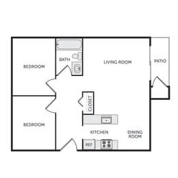 Phoenix Manor Seville Two Bedroom One Bathroom Floor Plan