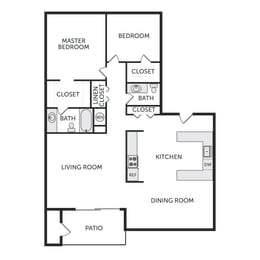 Phoenix Manor Seville Two Bedroom Two Bathroom Floor Plan
