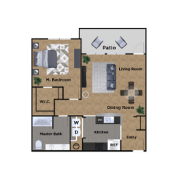 Pioneer Meadows One Bedroom One Bathroom Floor Plan