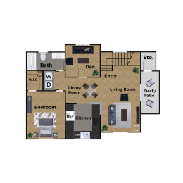 Pioneer Meadows One Bedroom One Bathroom B Floor Plan