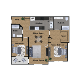 Pioneer Meadows Two Bedroom Two Bathroom A Floor Plan