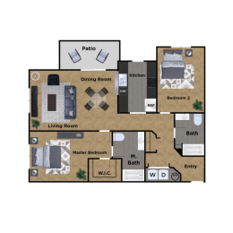 Pioneer Meadows Two Bedroom Two Bathroom B Floor Plan