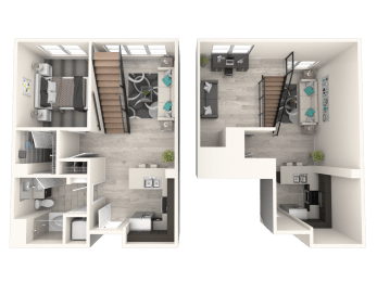 The Mercer Apartments Pioneer One Bedroom One Bathroom Floor Plan