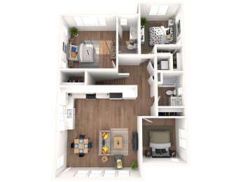 Rancho Valencia Rental Homes in Santa Rosa, California Three Bedroom 3D Floor Plan