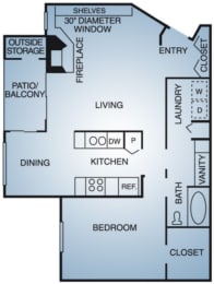 Regatta Apartments 1x1 A2 Floor Plan