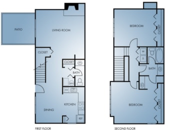 Regatta Apartments 2 Bedroom Townhome Floor Plan