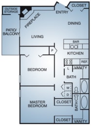 Regatta Apartments 2x2 B1 Floor Plan