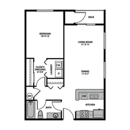 Regency Park Apartments One Bedroom Exterior Floor Plan