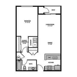 Regency Park Apartments One Bedroom Interior Floor Plan