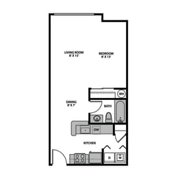 Regency Park Apartments Studio Interior Floor Plan