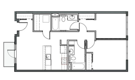 REO Flats Two Bedroom B Floor Plan