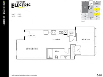Sunset Electric One Bedroom G Floor Plan