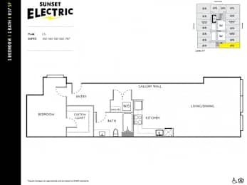 Sunset Electric One Bedroom N Floor Plan