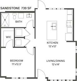 Slate at Fishers District Modern Villas and Townhomes in Fishers, Indiana 1 Bed 1 Bath Workforce Housing Floor Plan